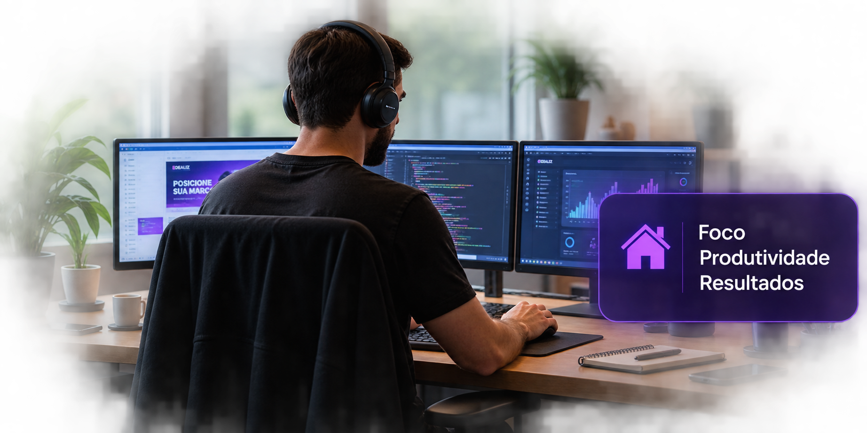 Profissional da Agência Idealiz trabalhando em home office